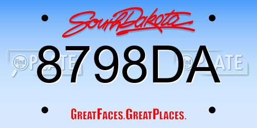 8798DA South Dakota License Plate