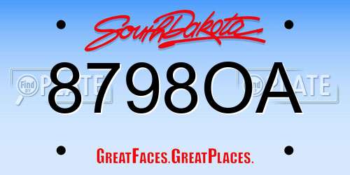 8798OA South Dakota License Plate