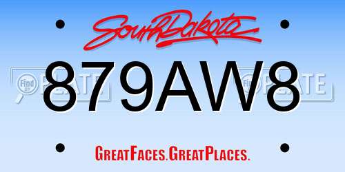 879AW8 South Dakota License Plate