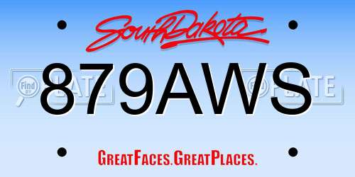 879AWS South Dakota License Plate