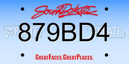 879BD4 South Dakota License Plate