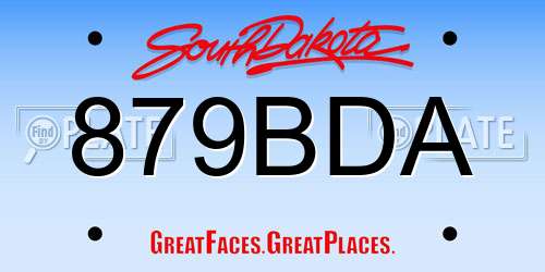 879BDA South Dakota License Plate