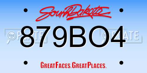 879BO4 South Dakota License Plate