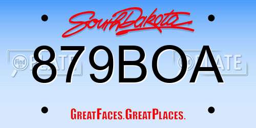 879BOA South Dakota License Plate