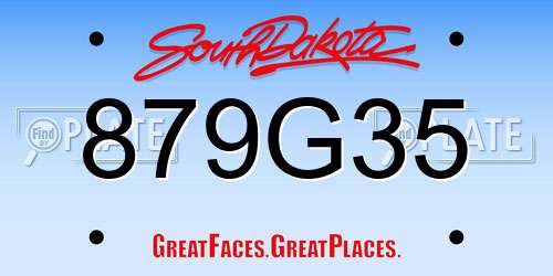 879G35 South Dakota License Plate