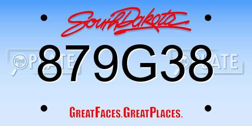 879G38 South Dakota License Plate
