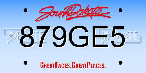 879GE5 South Dakota License Plate