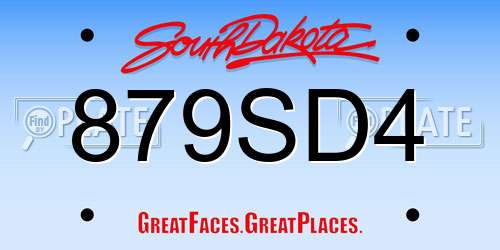 879SD4 South Dakota License Plate