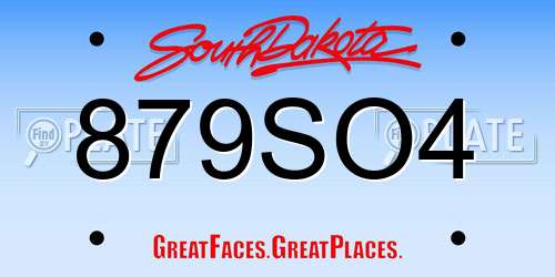 879SO4 South Dakota License Plate