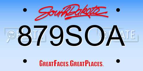 879SOA South Dakota License Plate