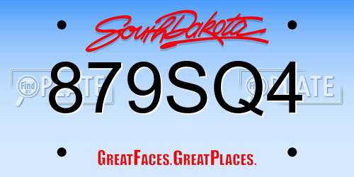 879SQ4 South Dakota License Plate