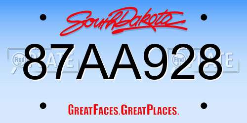 87AA928 South Dakota License Plate
