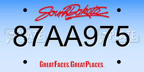 87AA975 South Dakota License Plate
