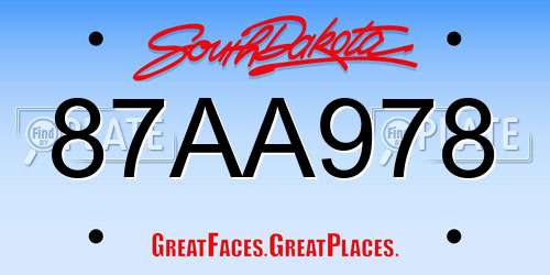 87AA978 South Dakota License Plate