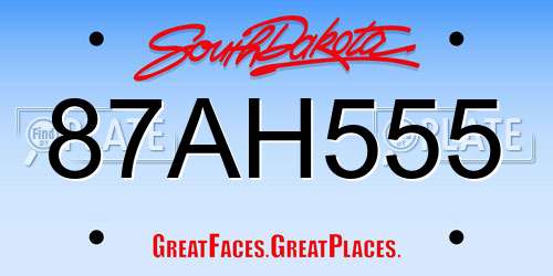 87AH555 South Dakota License Plate