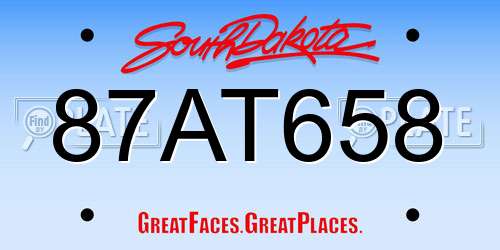 87AT658 South Dakota License Plate