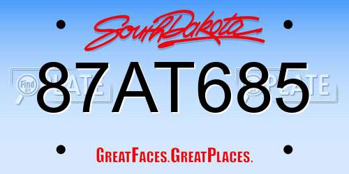 87AT685 South Dakota License Plate