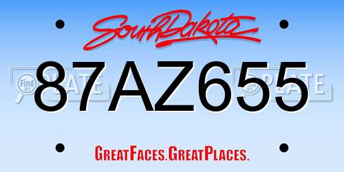 87AZ655 South Dakota License Plate