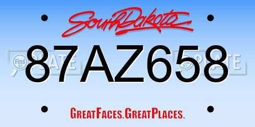87AZ658 South Dakota License Plate