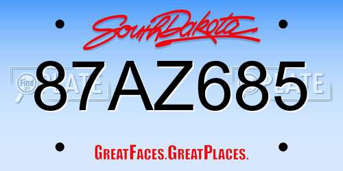 87AZ685 South Dakota License Plate