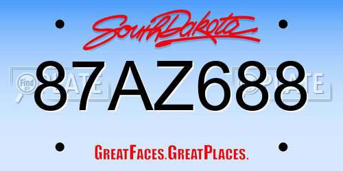 87AZ688 South Dakota License Plate