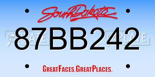 87BB242 South Dakota License Plate