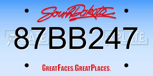 87BB247 South Dakota License Plate