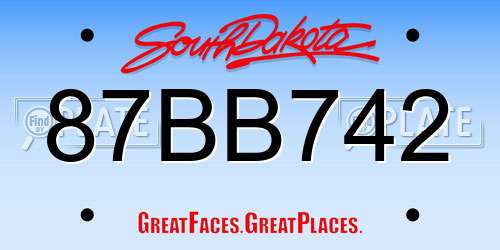 87BB742 South Dakota License Plate