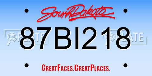 87BI218 South Dakota License Plate