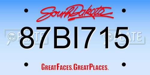 87BI715 South Dakota License Plate