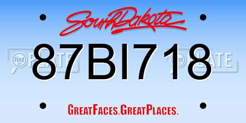 87BI718 South Dakota License Plate
