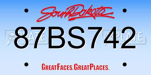87BS742 South Dakota License Plate