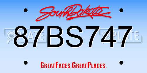 87BS747 South Dakota License Plate