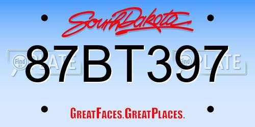 87BT397 South Dakota License Plate