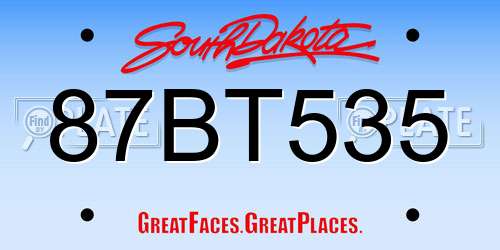 87BT535 South Dakota License Plate