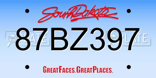 87BZ397 South Dakota License Plate