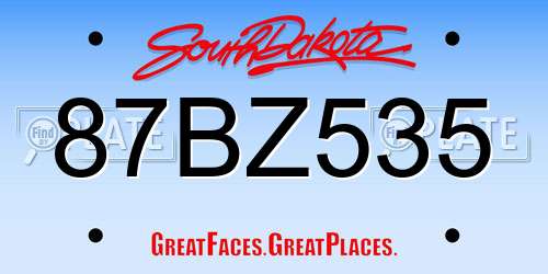 87BZ535 South Dakota License Plate