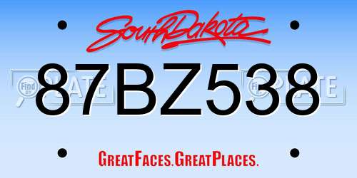 87BZ538 South Dakota License Plate