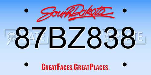 87BZ838 South Dakota License Plate