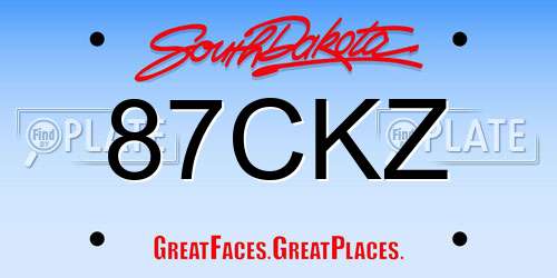 87CKZ South Dakota License Plate