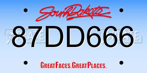 87DD666 South Dakota License Plate
