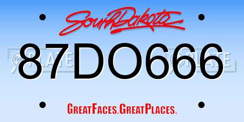 87DO666 South Dakota License Plate