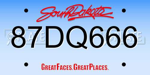 87DQ666 South Dakota License Plate