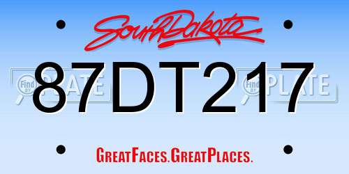 87DT217 South Dakota License Plate