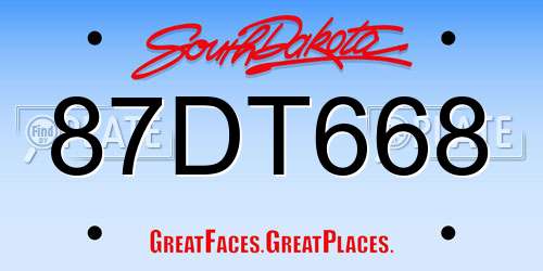 87DT668 South Dakota License Plate