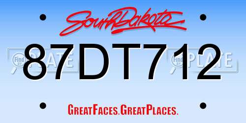 87DT712 South Dakota License Plate
