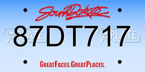 87DT717 South Dakota License Plate