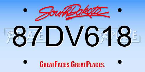 87DV618 South Dakota License Plate