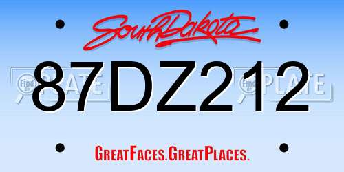 87DZ212 South Dakota License Plate