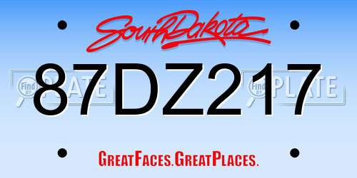 87DZ217 South Dakota License Plate